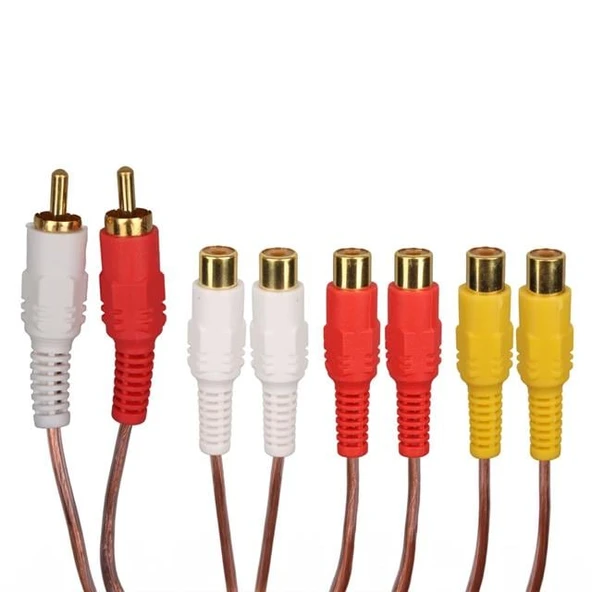 Powermaster PM-24208 2 RCA Erkek - 6 RCA Dişi Ses Çoklayıcı Kablo 40Cm Zırhlı Dağıtıcı ürün görseli 1