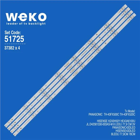 Panasonic TH-43FX520C 43'' 4 Adet Tv Led Bar (Tvnizi açıp içindeki led barla birebir aynısı olduğunu görmeden almayınız. Sonrasında iade ALMAMAKTAYIZ.) ürün görseli 1