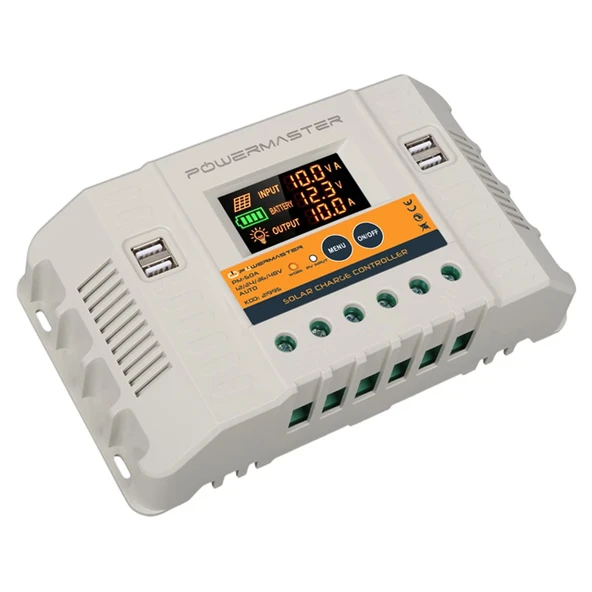 Powermaster PM-50A 12V-24V-36V-48V 50 Amper 4 USB'li Dijital Otomatik Solar Şarj Regülatörü ürün görseli 1