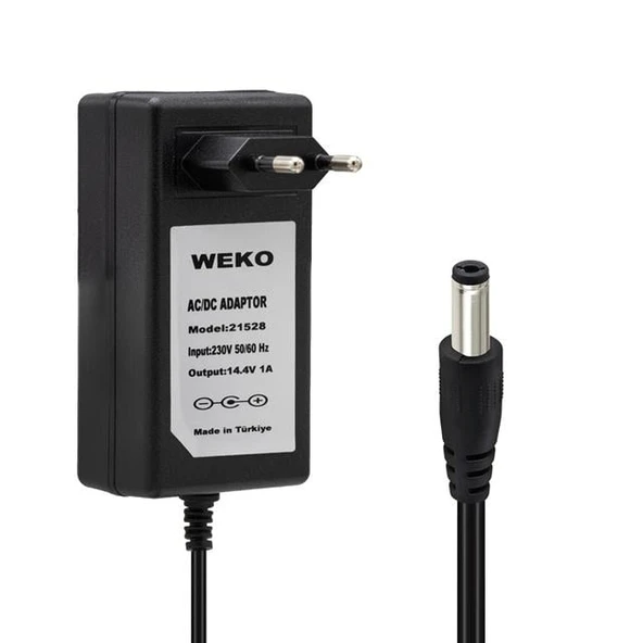 Weko 14.4 Volt - 1 Amper 5.5*2.5 Uçlu Plastik Işıklı Kasa Priz Tip Adaptör ürün görseli 1