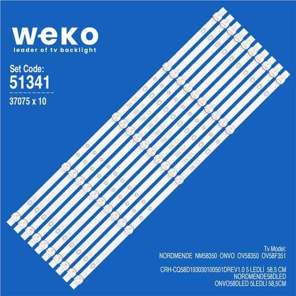 Wkset-6341 37075X10 Crh-Cq58d193030100501drev1.0  10 Adet Led Bar (Tvnizi açıp içindeki led barla birebir aynısı olduğunu görmeden almayınız. Sonrasında iade ALMAMAKTAYIZ.) ürün görseli 1
