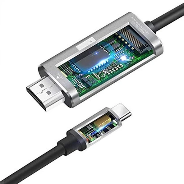Powermaster PM-6921 2 Metre Type-C To HDMI Kablo - Resim 2