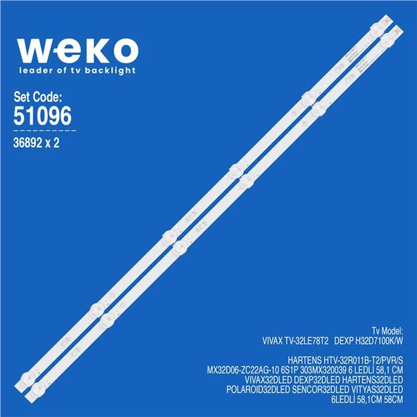 Dexp H32D7100K/W 32'' İnc 2 Adet Tv Led Bar (Tvnizi açıp içindeki led barla birebir aynısı olduğunu görmeden almayınız. Sonrasında iade ALMAMAKTAYIZ.) ürün görseli 1