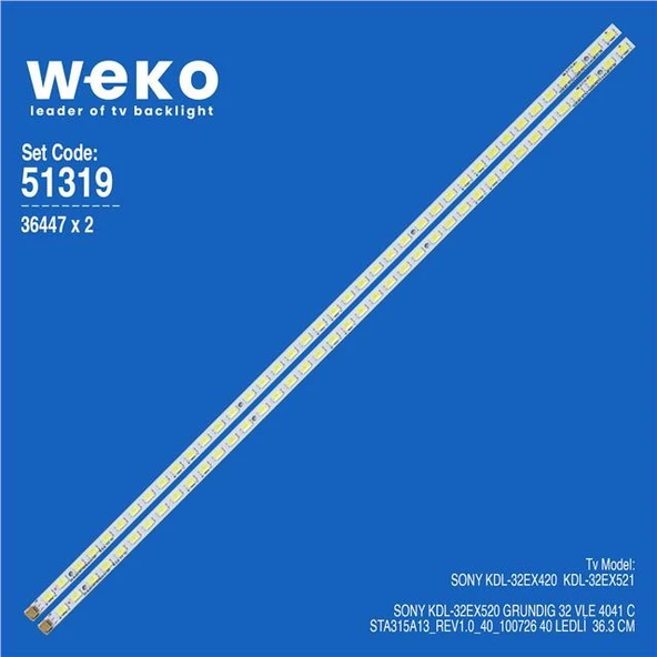 Sony KDL-32EX420 32'' 2 Adet Tv Led Bar (Tvnizi açıp içindeki led barla birebir aynısı olduğunu görmeden almayınız. Sonrasında iade ALMAMAKTAYIZ.) ürün görseli 1