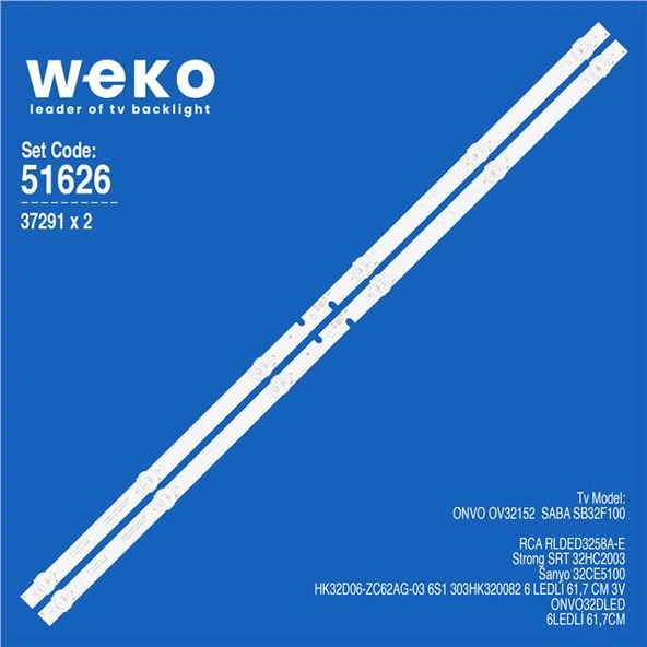 Sanyo 32CE5100 32'' 2  Adet Tv Led Bar(Kopya) (Tvnizi açıp içindeki led barla birebir aynısı olduğunu görmeden almayınız. Sonrasında iade ALMAMAKTAYIZ.) ürün görseli 1