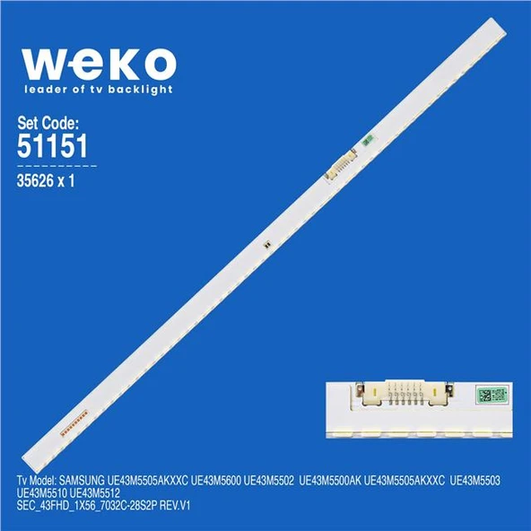 Samsung UE43M5510 43'' 1 Adet Tv Led Bar (Tvnizi açıp içindeki led barla birebir aynısı olduğunu görmeden almayınız. Sonrasında iade ALMAMAKTAYIZ.) ürün görseli 1