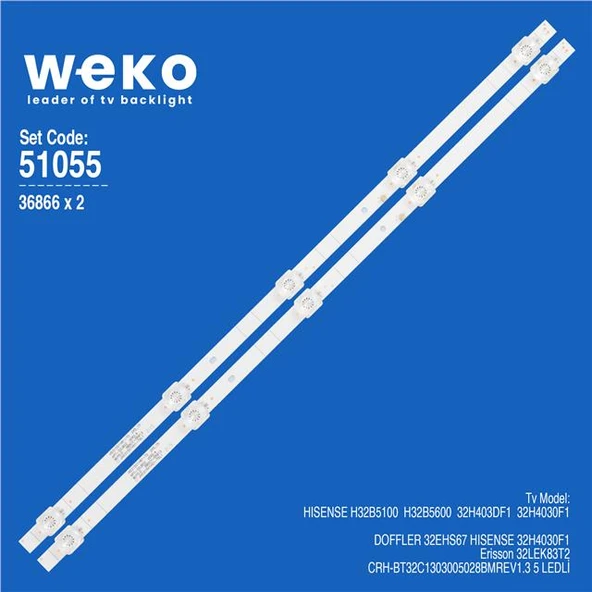 Hisense H32B5100 32'' 2 Adet Tv Led Bar (Tvnizi açıp içindeki led barla birebir aynısı olduğunu görmeden almayınız. Sonrasında iade ALMAMAKTAYIZ.) ürün görseli 1