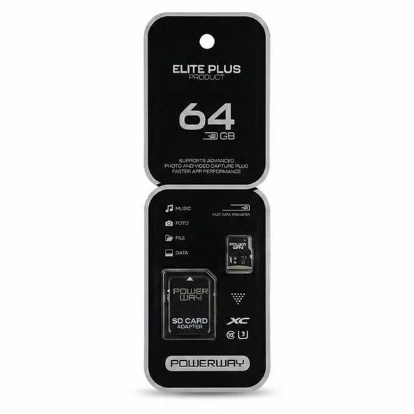 Powerway Elite Plus 64 GB Micro SD Hafıza Kartı ürün görseli 1