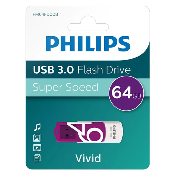 Philips Vivid FM64FD00B/00 64GB USB 3.0 Flash Bellek ürün görseli 1