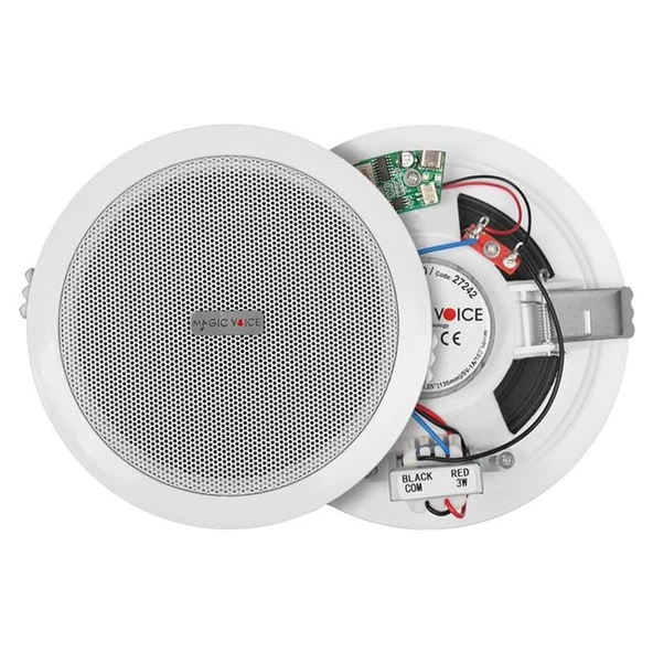 Magicvoice TPI-350 5.25" (13.5 CM) Hat Trafolu Alçıpan/Asma Tavan Tipi Hoparlör (6W RMS - MP3 USB Uyumlu) - Beyaz ürün görseli 1