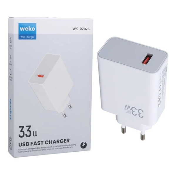 Weko WK-27875 M11 Beyaz 33 Watt Turbo Usb Şarj Başlık Adaptörü ürün görseli 1
