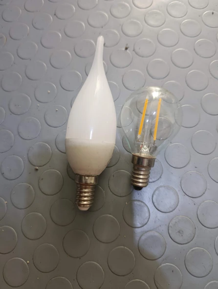 İnce duy led ampul iki adet 2 ve 5 watt horoz ve Via marka ürün görseli 1