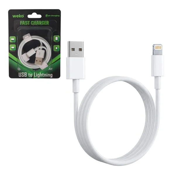 Weko WK-29905 Beyaz 1 Metre Usb To Lightning Şarj - Data Aktarım Kablosu ürün görseli 1