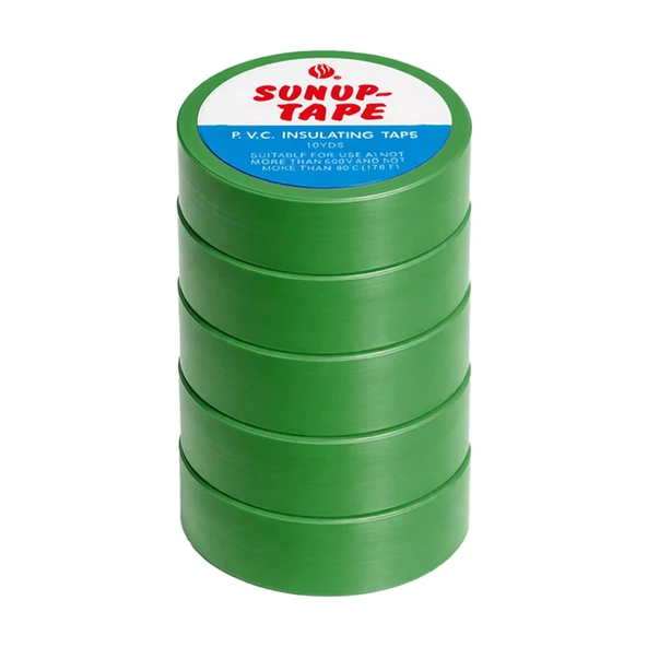 Sunup SN-27923 Yeşil 0.13X18mm İzole PVC Elektrik Yalıtım Bant (5'Li Paket) ürün görseli 1