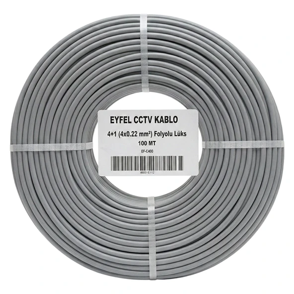 Eyfel EF-C400 2X0.22Mm Folyolu 100 Metre CCTV Kamera Kablosu ürün görseli 1