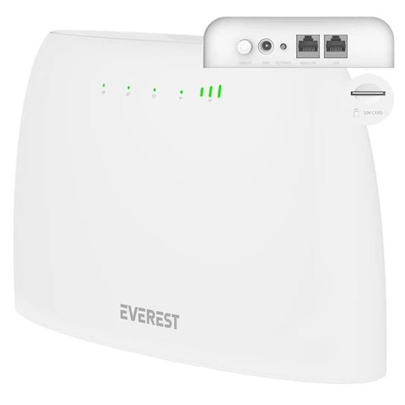 Everest EWR-4G03 4G LTE Wi-Fi Router SIM Kart Girişli 300 Mbps 2.4Ghz WAN/LAN Portlu Kablosuz Yönlendirici ürün görseli 1