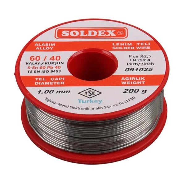 Soldex 1.00Mm Kalın 200 Gram Kalın Lehim Teli SN60 PB40 ürün görseli 1
