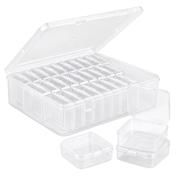 Compaxe P-Serisi 24'Lü Plastik Şeffaf Saklama Kutusu (24 Küçük + 1 Büyük Kutulu Set) ürün görseli 1