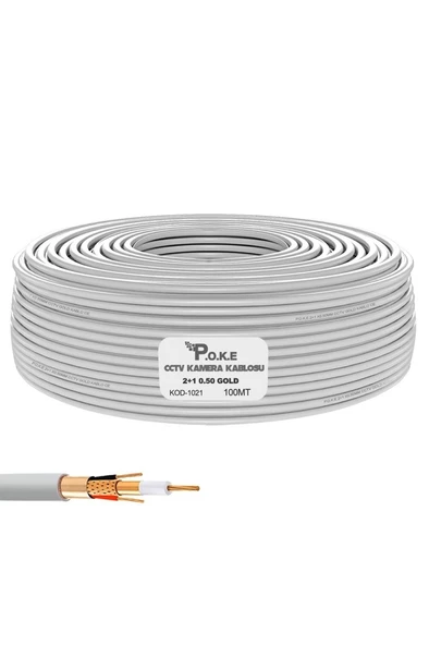 2+1 CCTV 0.50 Kamera Kablosu Gold 100mt Poke Pk-1021 ürün görseli 1