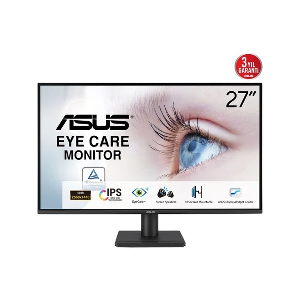 ASUS 27" IPS VA27AQ 1MS 75HZ HDMI-DP Multimedya Monitör 2560x1440 ürün görseli 1