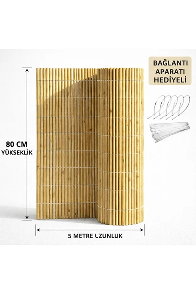 Hasır Bahçe Çiti Balkon Çiti 80 Cm X 5 Metre Balkon Çiti Gölgelik Doğal Kamış Hasır ürün görseli 1