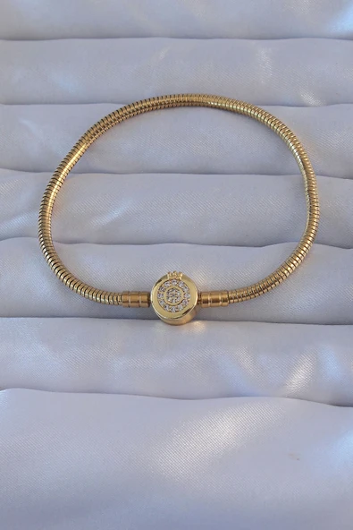 Pirinç Gold Renk Zirkon Taşlı Charm Bileklik ürün görseli 1