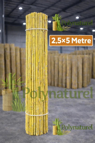 Doğal Kamış Bambu Çit 2.5 x5m Bahçe Teras Balkon Gizlilik Perdesi Gölgelik Örtü ürün görseli 1