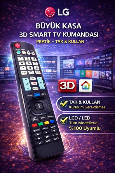 LG TV Kumandası Büyük Kasa 3D Smart – LCD LED Tüm Modellerle Uyumlu Kumanda ürün görseli 1