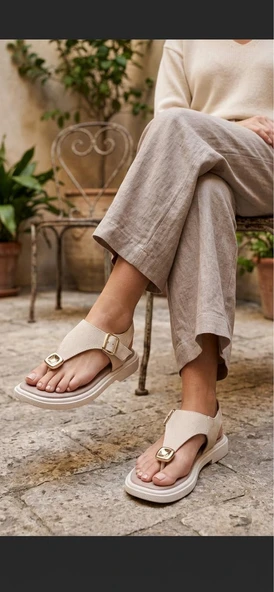 Potinonline 219 Kadın Parmak Arası Tokalı Comfort Sandalet ürün görseli 1