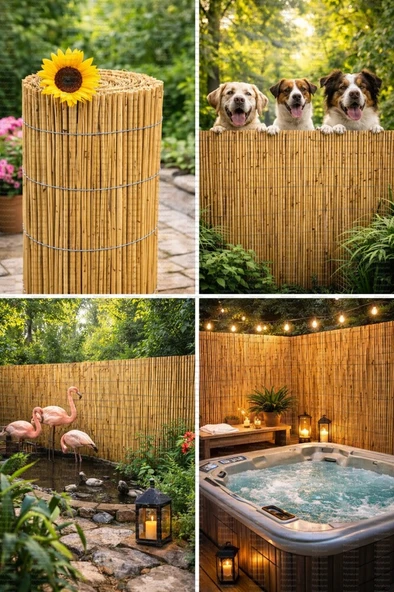 Kamış Çit Bambu Çit Hasır Doğal 2X5 Mertre - Resim 4