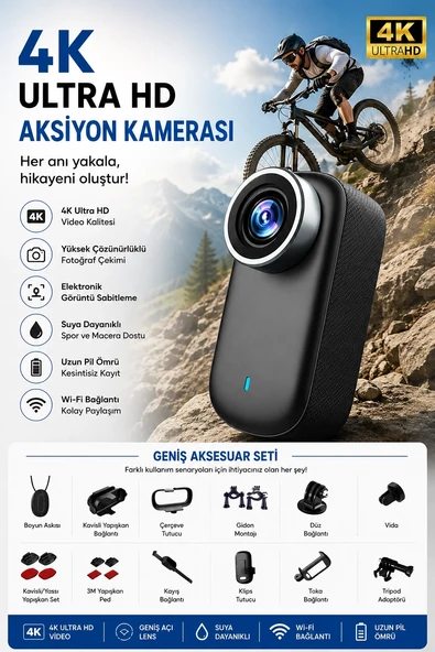 4k Ultra Hd Mini Wıfı Aksiyon Kamerası Taşınabilir Vücut Kamerası 1.47’hd Ekranlı Giyilebilir Video Kaydedici ürün görseli 1