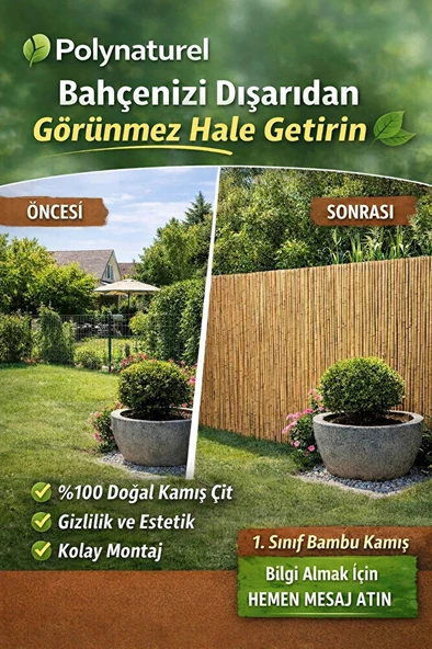 TELLİ DOKUMA Doğal Kamış Çit Bambu Hasır Bahçe Gizlilik Çiti 150x500 cm Balkon Teras Çit ürün görseli 1