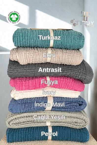 TruyTowel 4 Katlı %100 Pamuk Müslin Bebek Örtüsü Yumuşak Nefes Alan Çok Amaçlı Yenidoğan Battaniyesi ürün görseli 1