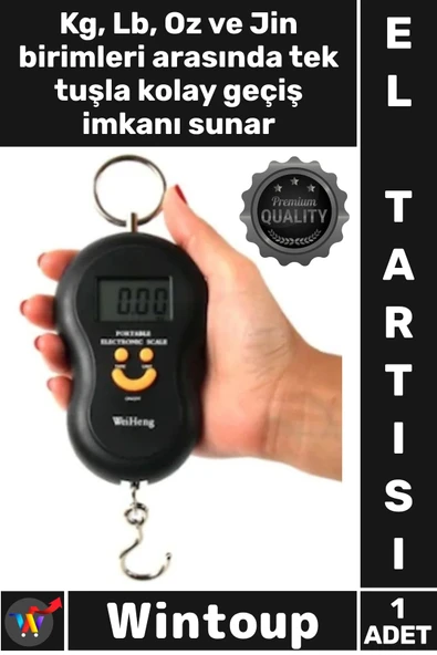 #ElTartısı Bagaj Valiz Ölçer Elektronik Dijital El Kantarı 10 Gr Hassas 50 Kg Terazi Gülen Yüz Tartı ürün görseli 1