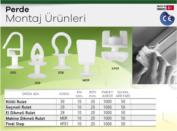 Made Geçmeli Perde Korniş Ruleti - 200 Adet - Resim 3