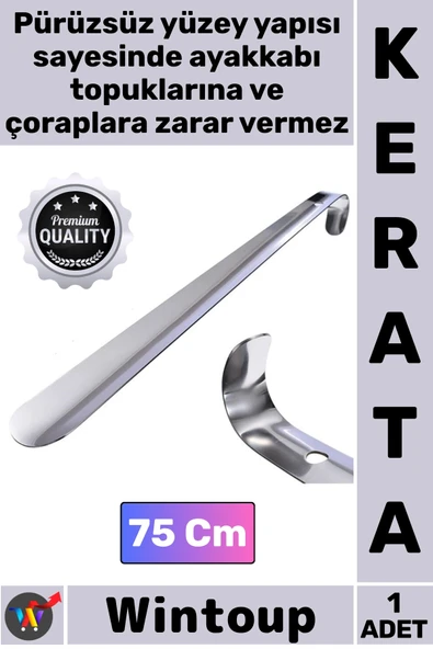 #Kerata Metal Paslanmaz Sağlam Uzun Lüks Ergonomik Çelik Krom Kaplama Ayakkabı Çekeceği Kerata 75 Cm ürün görseli 1