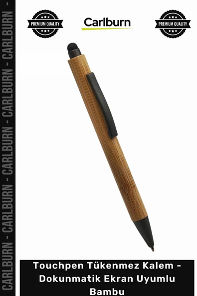 Özel Üretim Promosyon Logolu Lazer Baskı Touchpen Tükenmez Kalem Dokunmatik Ekran Uyumlu Bambu ürün görseli 1
