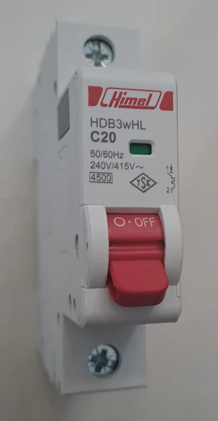 HİMEL 20 AMPER 1XC20 4,5KA OTOMAT SİGORTA ürün görseli 1