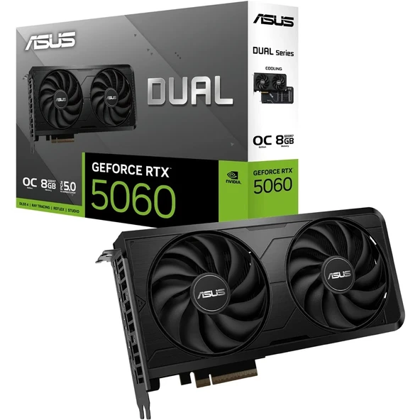 Asus Dual Geforce Rtx 5060 Oc Edition 8gb Gddr7 Dlss 4 128 Bit Bulk Ekran Kartı ürün görseli 1
