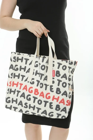 Baghashtag Totebaghashtag Baskılı Bez Çanta - Resim 4