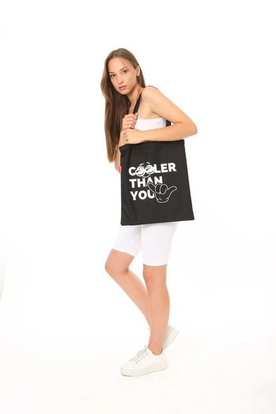 Baghashtag Siyah Bez Çanta Cooler Than You Baskılı - Resim 4