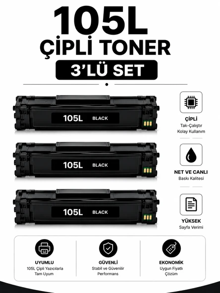 Samsung 105L Çipli Toner  3'lü Set ürün görseli 1
