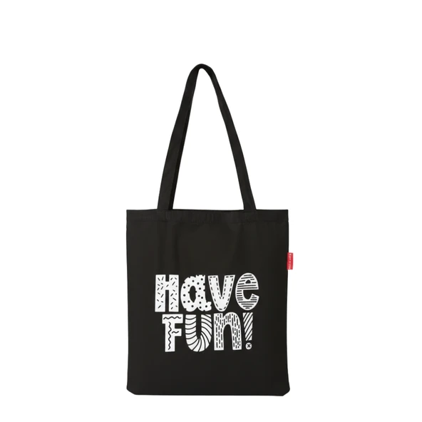 Baghashtag Siyah Bez Çanta Have Fun Baskılı ürün görseli 1