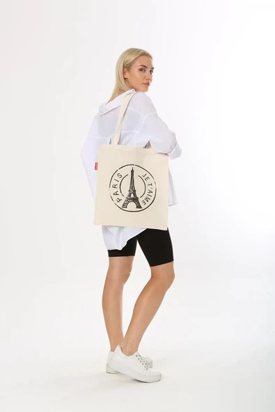 Baghashtag Paris Baskılı Bez Çanta - Resim 5