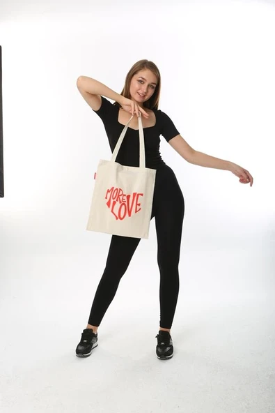 Baghashtag More Love Baskılı Bez Çanta - Resim 4