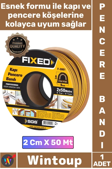 #Bant İzolasyon Fitili Yalıtım Süngeri Yapışkanlı Şık Kahverengi Kapı Pencere Bandı 2 Cm X 50 Metre ürün görseli 1