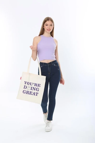 Baghashtag You Are Doing Great Baskılı Bez Çanta - Resim 4