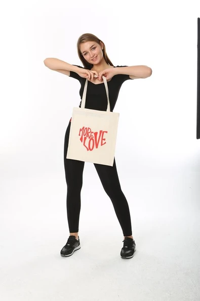 Baghashtag More Love Baskılı Bez Çanta - Resim 5