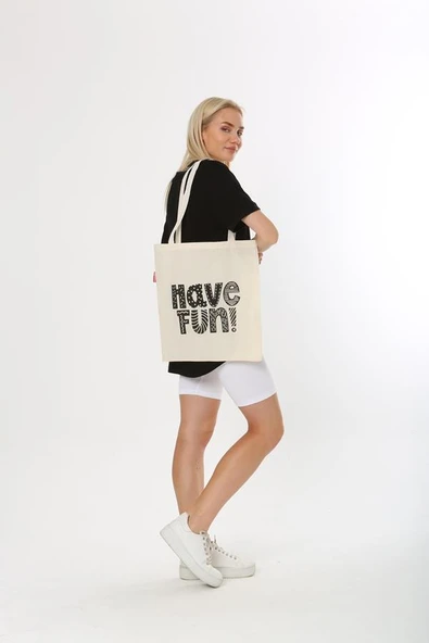 Baghashtag Have Fun Baskılı Bez Çanta - Resim 4