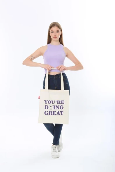 Baghashtag You Are Doing Great Baskılı Bez Çanta - Resim 2